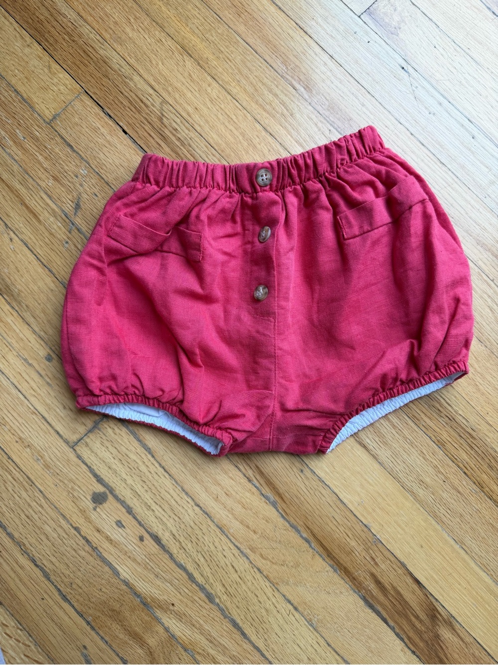 Doña Carmen Red Linen-Look Bubble Bloomers Shorts